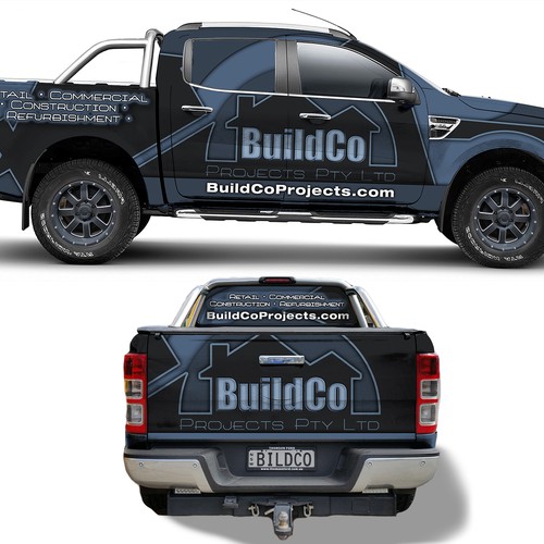 ***Bold car wrap for construction company to stand out*** Design by Hart Design Firm