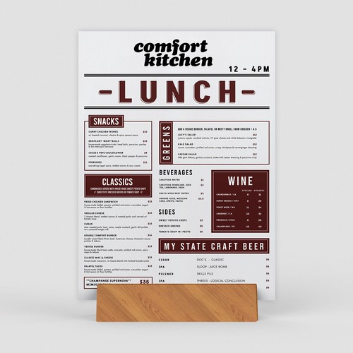 Design a cool new menu for a breakfast & lunch spot in Upstate NY Design by Along99