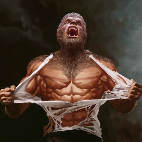 Werewolf design for a bodybuilding brand. Design by santa.mano