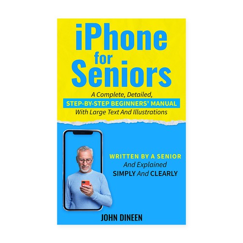 Clean, clear, punchy “iPhone for Seniors”  book cover Réalisé par Cretu A