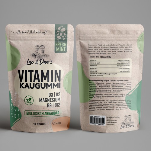 First creative packaging for a natural vitamin chewing gum Design by CUPEDIUM