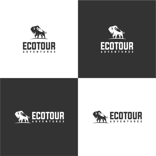 Creative Eco Tour logo integrating mountain  & bison Design by Unintended93
