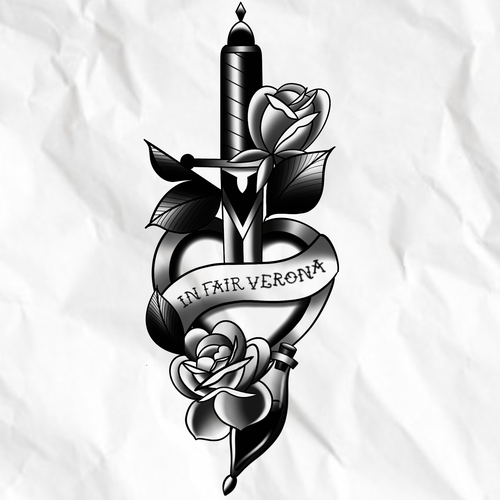 Design a Romeo and Juliet tattoo for a hopeless romantic Design by Katya Luu