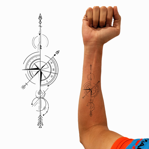 Design geometric arrow compass Tattoo デザイン by Anavic