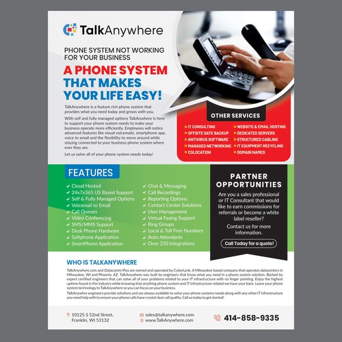 TalkAnywhere Sales Flyer Design by Dzine Solution