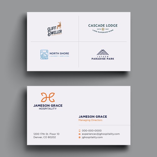 Design Create a modern and clean business card for a parent company with 4 subsidiaries por Hasanssin