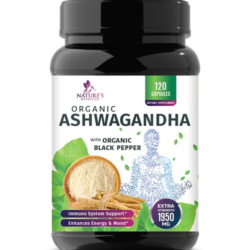 Natural Ashwagandha Capsules Design Needed for Nature's Nutrition Design réalisé par Wfemme