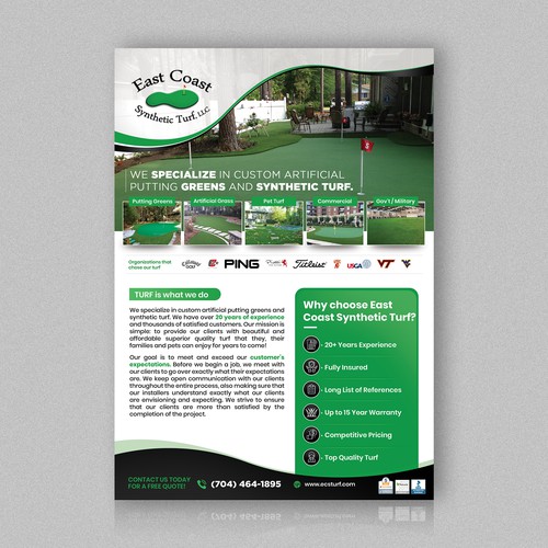We need a flyer for our synthetic grass and artificial turf installation company Design by Logicainfo ♥