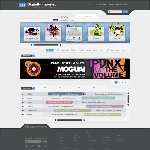 New Site for Digitally Imported - Electronic Music Service Design por yasendimov