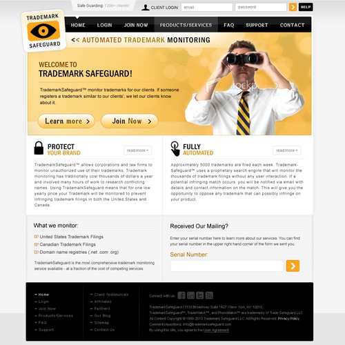 website design for Trademark Safeguard Ontwerp door deebong