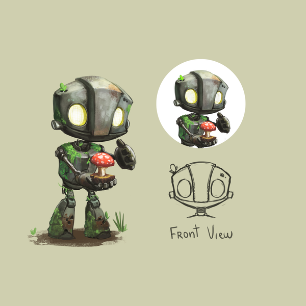 Solarpunk Robot illustration