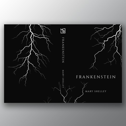 Design a book cover for an unique edition of Frankenstein, fully printed on black paper Design by Brandkore™