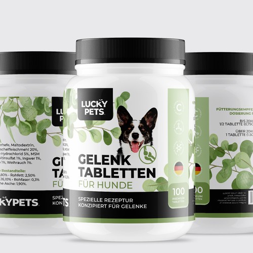 Modern label design for high quality joint tablets for dogs Design by Dimario Moretti