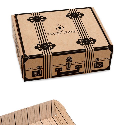 Design a shipping box that looks like vintage luggage for female travel