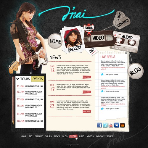 Alternative Rock Artist  J'nai needs a website design Design by fortunefaded