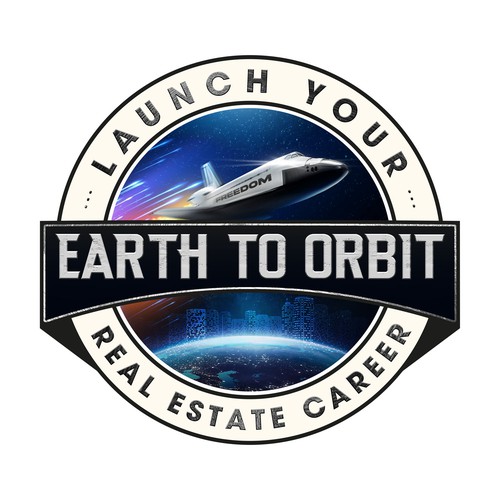 Realistic Logo for "Earth to Orbit" Sales Course. Achieve financial freedom through real estate. Design by GIRA.