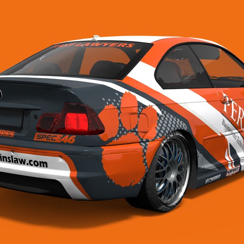 Perkins-Clemson e46 Race Car Wrap Design by Andrei Sandu