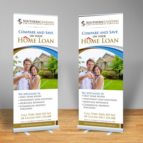 Pull up banner for successful, high performing mortgage business. Design by dezignedge*