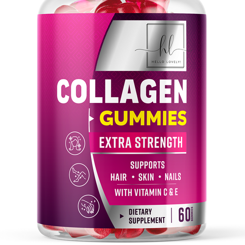 Design di Hello Lovely needs a Collagen Gummies product label di ZAKIGRAPH ®