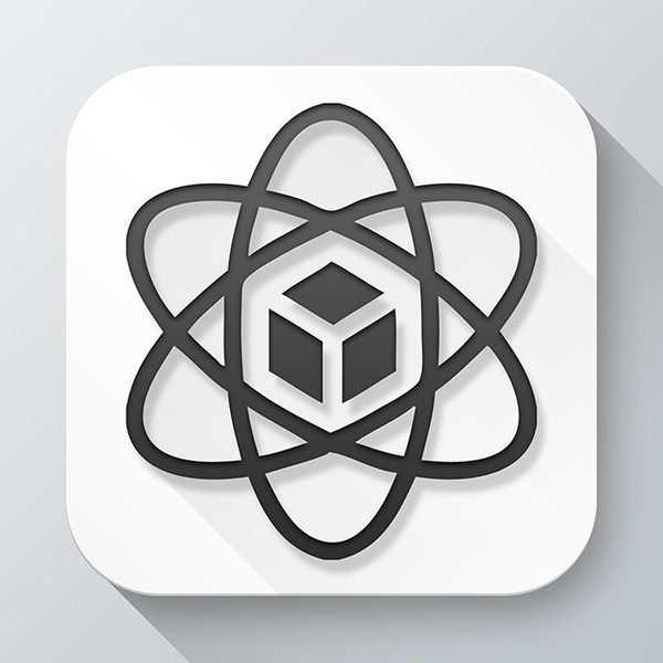 Design by asterixDesign titled "Create an app icon featuring atom symbol"