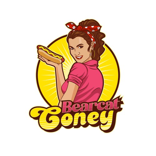 G-Rated Cartoon PinUp Girl girl logo for Retro Coney Hotdog restaurant Design by 262_kento