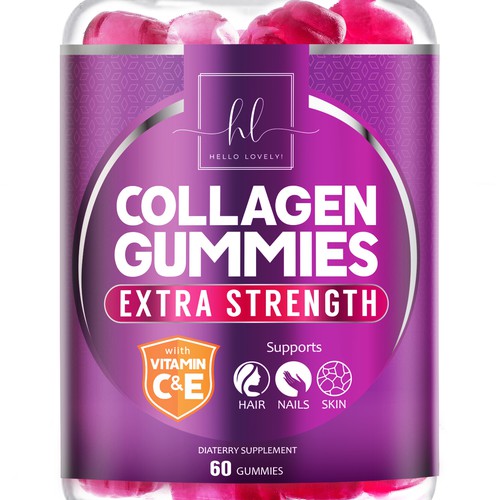 Hello Lovely needs a Collagen Gummies product label Diseño de agooshe