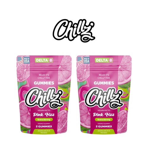 CHILLZ CBD Brand need his new packaging for his DELTA 8 Gummies Design by creationMB