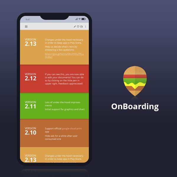 Design by Viral Kapadia titled "App versions page"