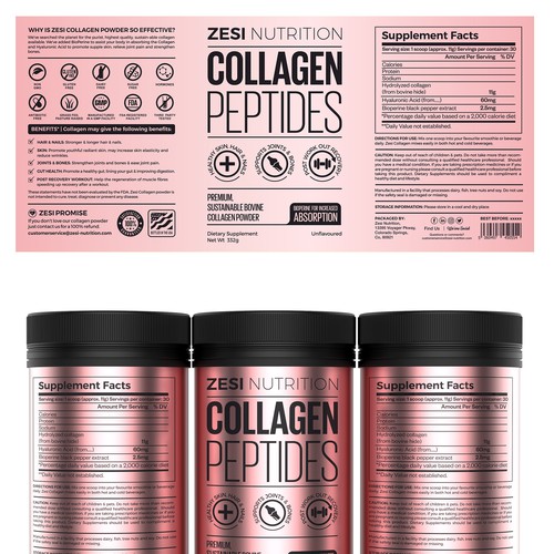 Design an attention grabbing, modern label for our collagen supplement Design by Imee008