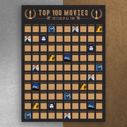 Scratch off Poster - Top 100 Movies Scratch off Poster Design von Alexandr Cerlat