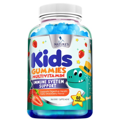 Tasty Kids Multivitamin Gummies Product Label for Nature's Nutrition Design by agooshe