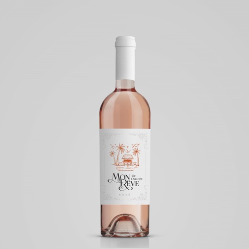 Rosé Wine Label " Mon rêve de Paillote" ("My dream of beach bar") Design by Byteripper