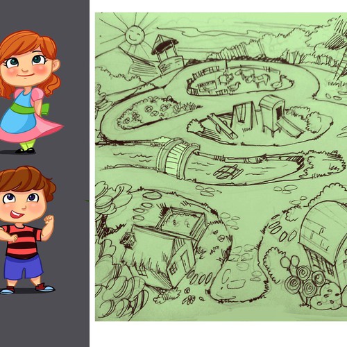 Create an interactive story telling set with board and characters Design von aven_parac