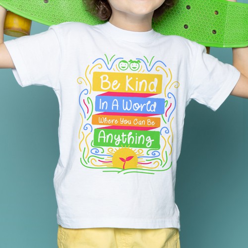 BE KIND Colorful Kids T-shirt Design Design réalisé par Thiago Apolinário