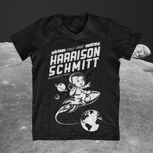 Create an elementary school t-shirt design that includes an astronaut Design by zzzArt