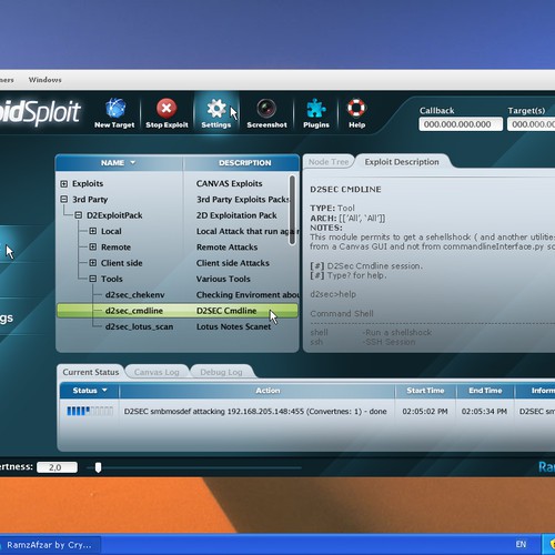 Design by ozonostudio titled "Penetration Testing Tool GUI Design"