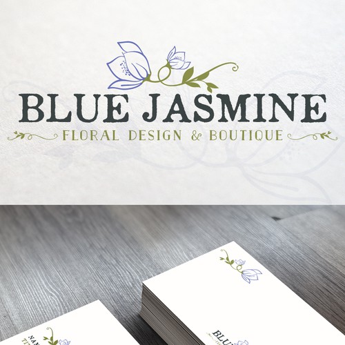 LOGO & BUSINESS CARD DESIGN FOR BLUE JASMINE LLC FLORAL DESIGN AND BOUTIQUE Design by Cit