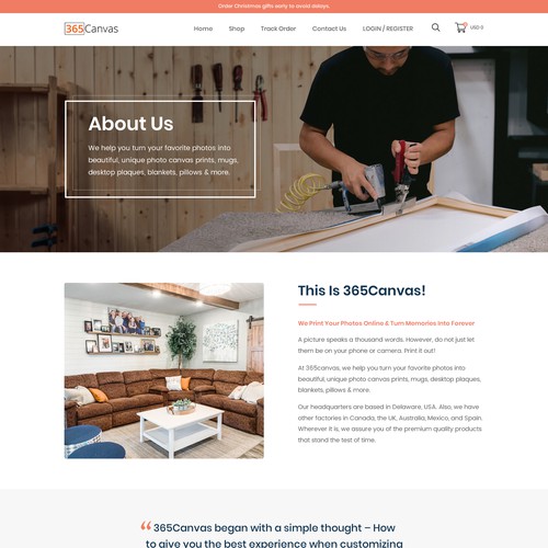 Designs | About US page design 365Canvas | Web page design contest