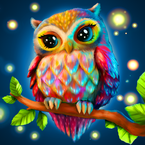 Cute Owl for painting by numbers デザイン by Valeriia_h