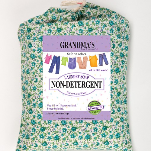 Design eye-catching label for grandma's non-detergent laundry soap
