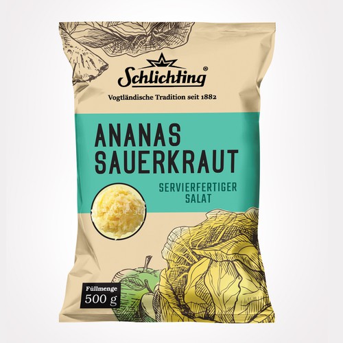 Diseño de Stayin alife - Refresh an old fashion package for Salad with Sauerkraut, Pineapple and Apple de Jena-288