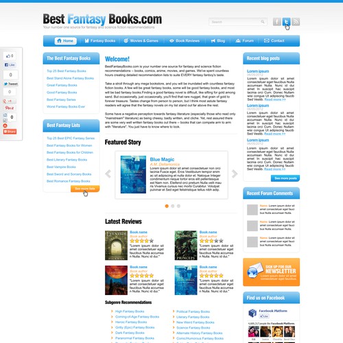 Help Best Fantasy Books with a new website design Réalisé par Dana-s