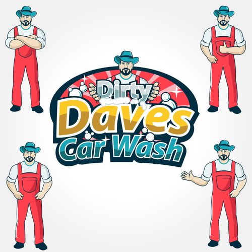 Car Wash Mascot with Logo Réalisé par Wuiing!