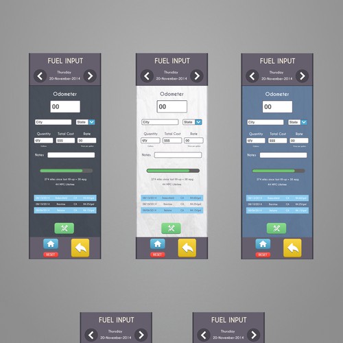 Design the first 3 screens of a new motorcycle note taking app! Design by Vladimir Corelj