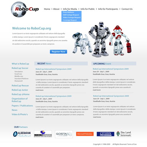 Design di RoboCup Website Design (home + sub) di uriel