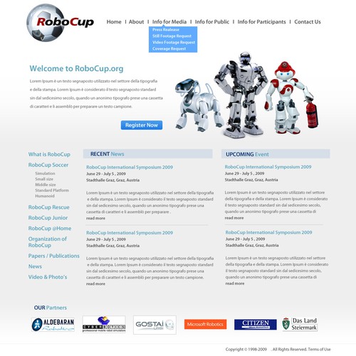 RoboCup Website Design (home + sub) Design by uriel