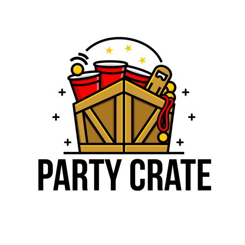 Logo for Party Crate, the box with a party inside! Design by BYRP