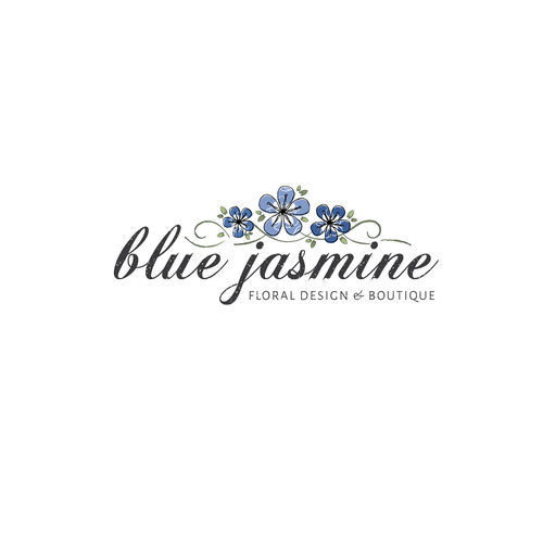 LOGO & BUSINESS CARD DESIGN FOR BLUE JASMINE LLC FLORAL DESIGN AND BOUTIQUE Design by Melanie Lauren