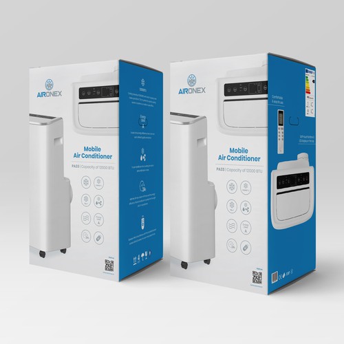 Design a stunning high end retail packaging for our portable airconditioner Design by ateiluj