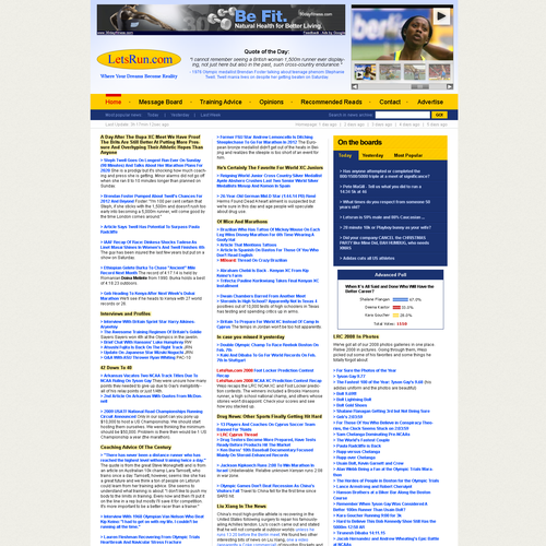 LetsRun.com Homepage Re-Design/Cleanup Diseño de pscola